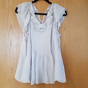 NWT Rebecca Taylor rosette tank blouse gray 10